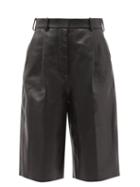Matchesfashion.com Acne Studios - High-rise Pleated Leather Shorts - Womens - Black