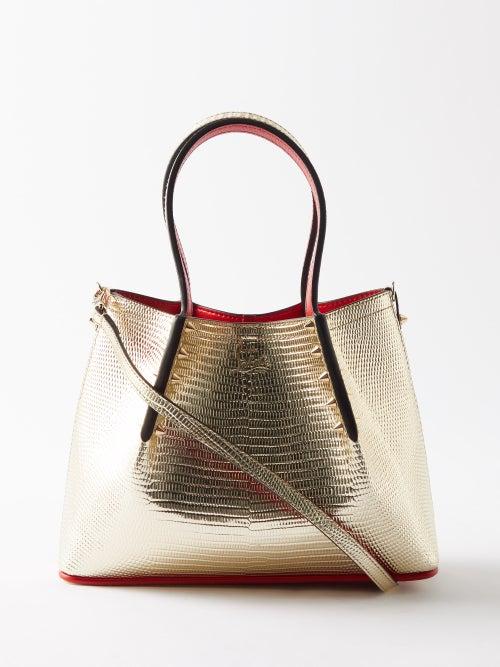 Christian Louboutin - Cabarock Mini Metallic-leather Tote Bag - Womens - Gold