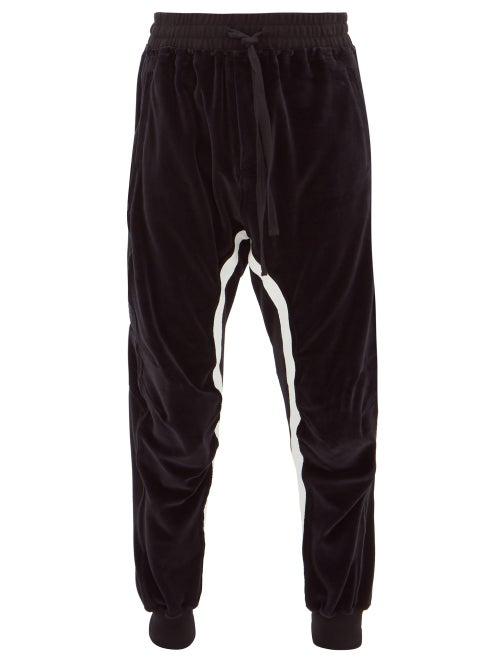Matchesfashion.com Haider Ackermann - Striped Cotton-blend Velour Track Pants - Mens - Black
