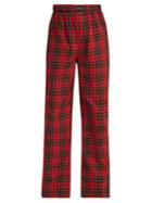 Balenciaga Tartan-print Straight-leg Cotton Trousers