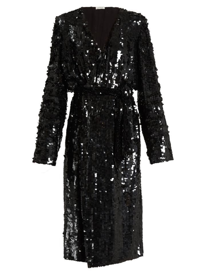 Attico Dara Sequin-embellished Wrap Dress