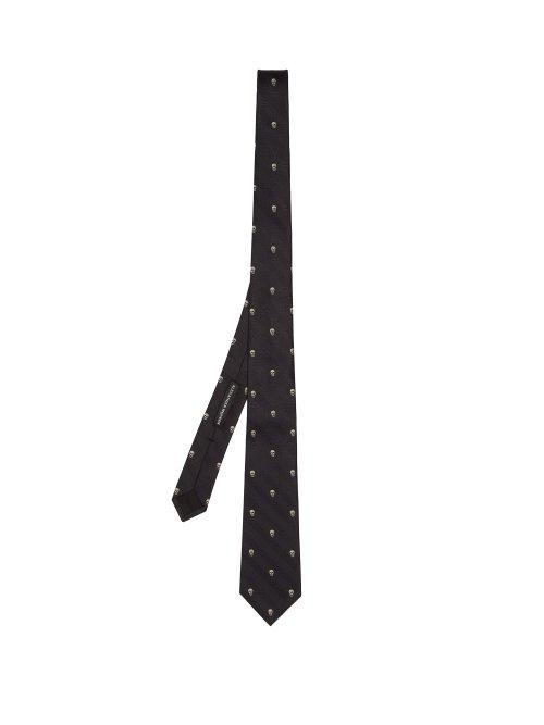 Matchesfashion.com Alexander Mcqueen - Prince Of Wales Check And Skull Tie - Mens - Black