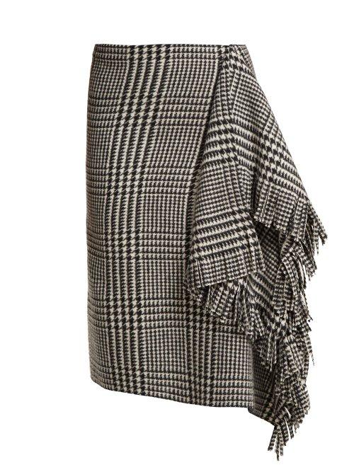 Matchesfashion.com Balenciaga - Houndstooth Wool Skirt - Womens - Black White