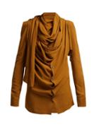Matchesfashion.com Vivienne Westwood - Tie Neck Crepe Blouse - Womens - Khaki