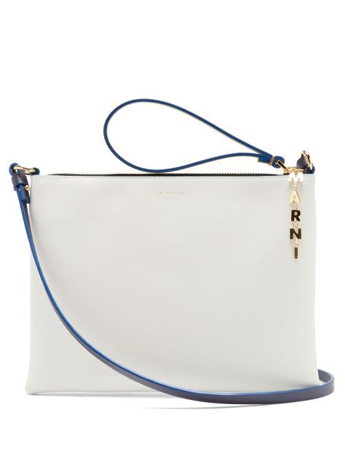 Matchesfashion.com Marni - Logo-plaque Small Leather Cross-body Bag - Womens - Navy Multi