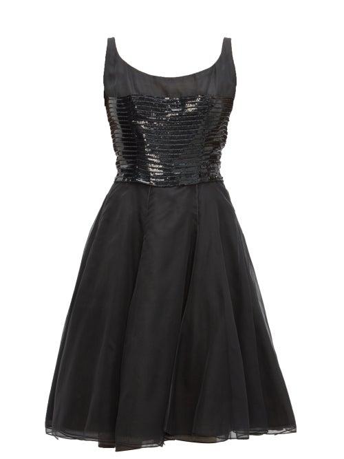 Matchesfashion.com William Vintage - Christian Dior 1961 Haute Couture Chiffon Dress - Womens - Black