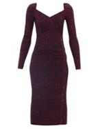 Self-portrait - Sweetheart-neck Ribbed-jersey Midi Dress - Womens - Dark Red