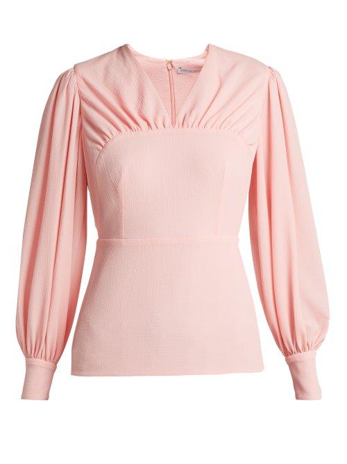 Matchesfashion.com Emilia Wickstead - Precious Gathered Crepe Blouse - Womens - Light Pink