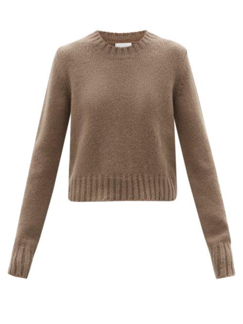 Ladies Rtw Raey - Crew-neck Alpaca-blend Textured Sweater - Womens - Light Brown