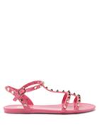 Ladies Shoes Valentino Garavani - Rockstud Jelly Flat Sandals - Womens - Pink