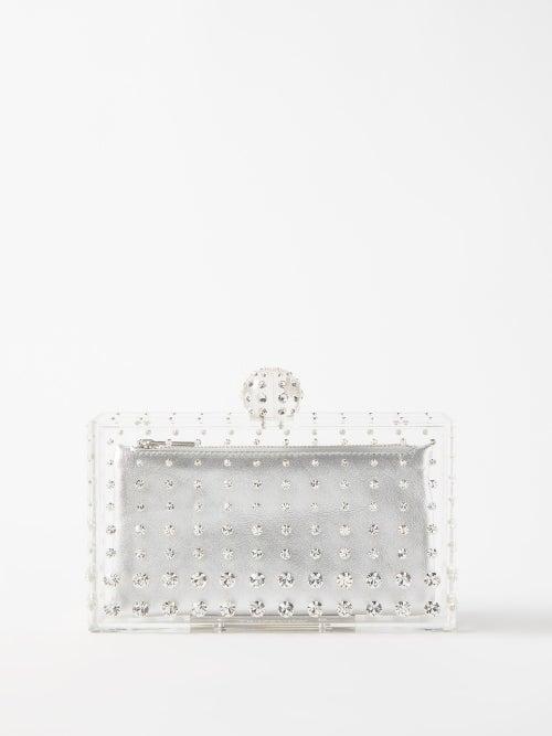 Aquazzura - Tequila Crystal-embellished Resin Clutch Bag - Womens - Silver