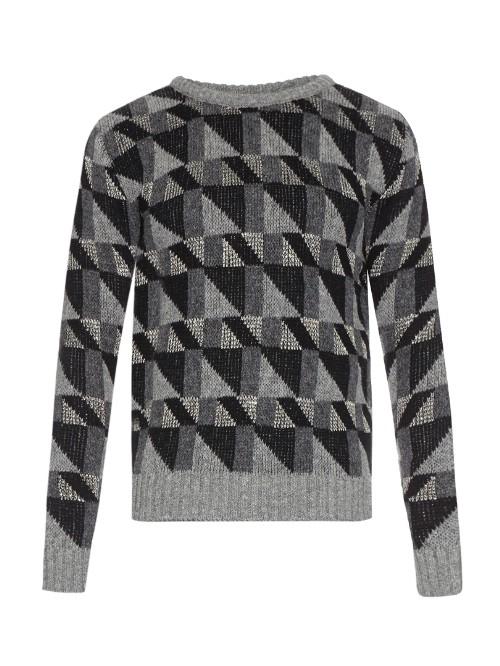 Saint Laurent Graphic Lurex And Wool-blend Sweater