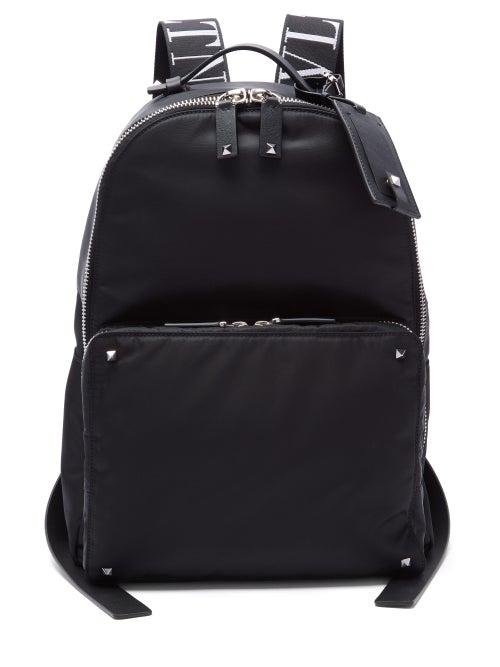 Matchesfashion.com Valentino - Rockstud Leather Trimmed Nylon Backpack - Mens - Black