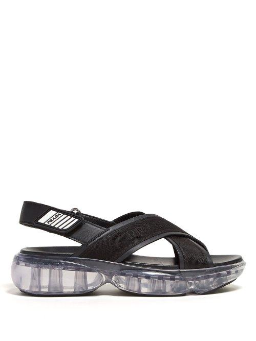 Matchesfashion.com Prada - Bubble Sole Cross Strap Slingback Sandals - Womens - Black
