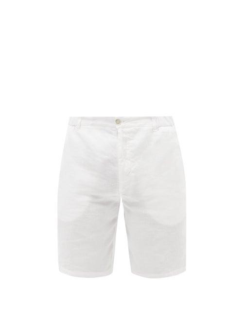 120 Lino 120% Lino - Linen-hopsack Shorts - Mens - White