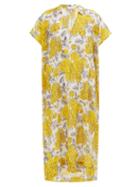 Matchesfashion.com Ganni - V-neck Rose-print Midi Dress - Womens - Yellow Print