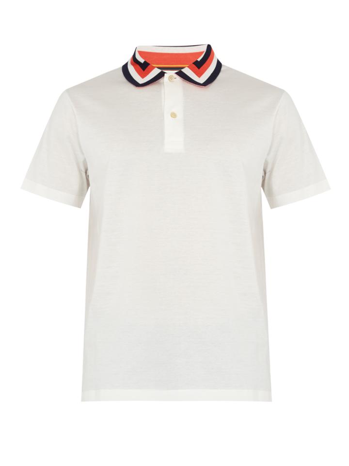 Paul Smith Striped-collar Cotton Polo Shirt