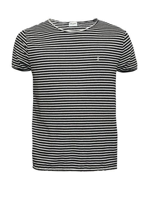 Saint Laurent - Striped Cotton-jersey T-shirt - Mens - Black White