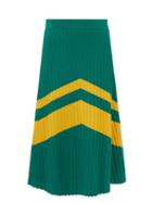 Wales Bonner - Star Chevron-striped Ribbed-jersey Midi Skirt - Womens - Green Multi