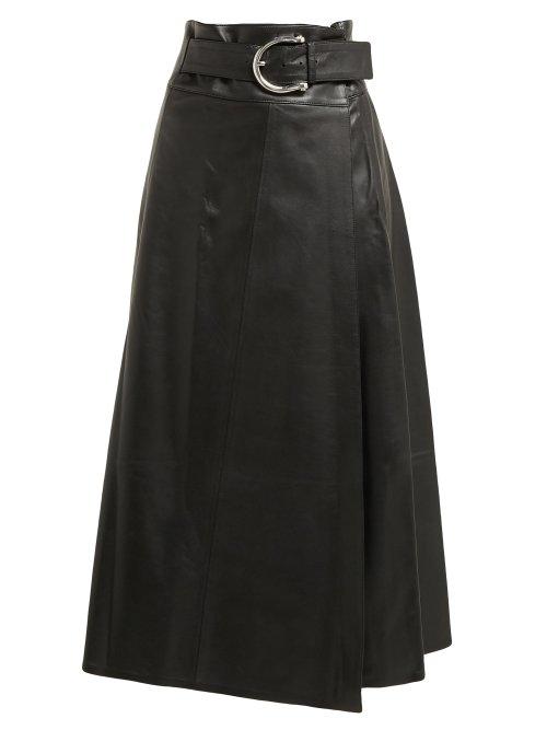 Matchesfashion.com Dodo Bar Or - Stella Horsebit Buckle Leather Midi Skirt - Womens - Black