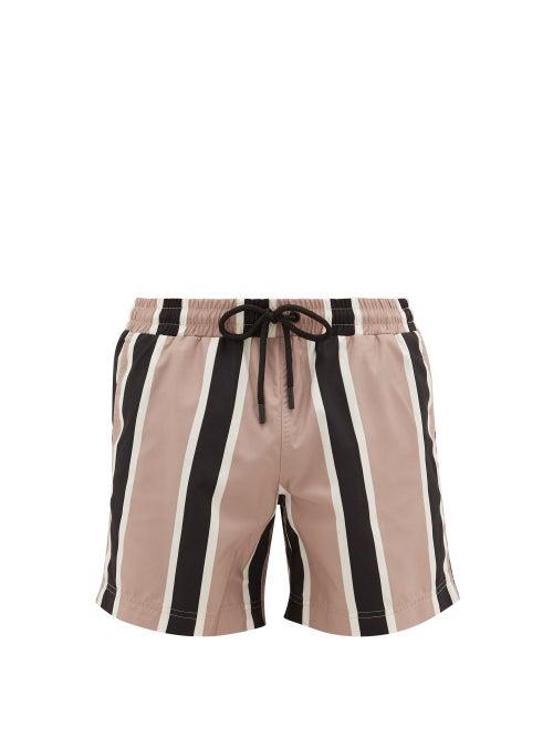 Matchesfashion.com Commas - Striped Swim Shorts - Mens - Brown Multi