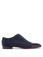 Matchesfashion.com Christian Louboutin - Greggo Panelled Leather And Suede Oxford Shoes - Mens - Navy