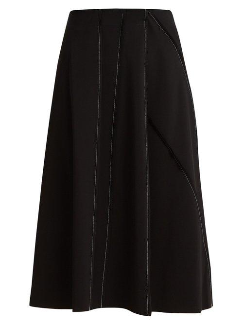 Matchesfashion.com The Row - Laeha Contrast Stitch Stretch Crepe Skirt - Womens - Black