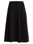 Matchesfashion.com The Row - Laeha Contrast Stitch Stretch Crepe Skirt - Womens - Black