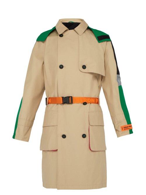 Matchesfashion.com Heron Preston - Belted Cotton Blend Trench Coat - Mens - Green Multi