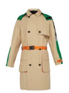 Matchesfashion.com Heron Preston - Belted Cotton Blend Trench Coat - Mens - Green Multi