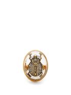 Matchesfashion.com Alexander Mcqueen - Scarab Pearl And Crystal Embellished Ring - Womens - Gold