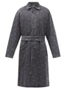 Matchesfashion.com Balenciaga - Diagonal Logo-print Denim Trench Coat - Mens - Black