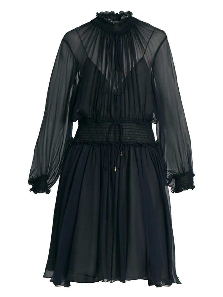 Chloé Smocked Silk-crepon Dress