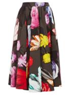 Matchesfashion.com Prada - Floral Print Cotton Poplin Skirt - Womens - Grey Multi