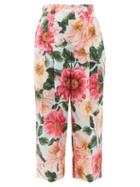 Matchesfashion.com Dolce & Gabbana - Camellia-print Cotton Wide-leg Trousers - Womens - Pink Print