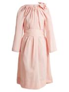Matchesfashion.com Maison Rabih Kayrouz - Tie Neck Gathered Paper Taffeta Dress - Womens - Light Pink