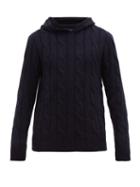 Matchesfashion.com Ralph Lauren Purple Label - Cable Knit Cashmere Hooded Sweater - Mens - Navy