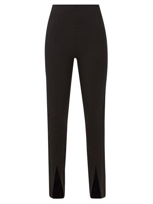 Totme - Slit-cuff Linen-blend Twill Trousers - Womens - Black