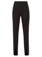 Totme - Slit-cuff Linen-blend Twill Trousers - Womens - Black