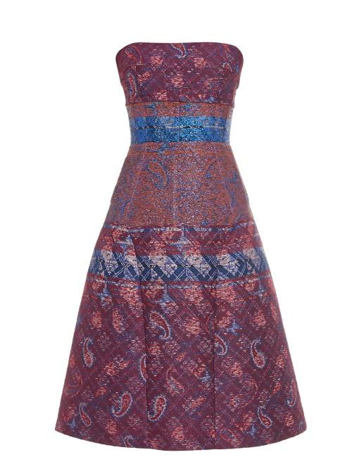Mary Katrantzou Kelly Jacquard Strapless Dress