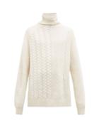 Matchesfashion.com Haider Ackermann - Roll Neck Cable Knit Cashmere Sweater - Mens - White