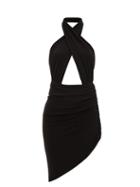 Norma Kamali - Asymmetric Halterneck Jersey Mini Dress - Womens - Black