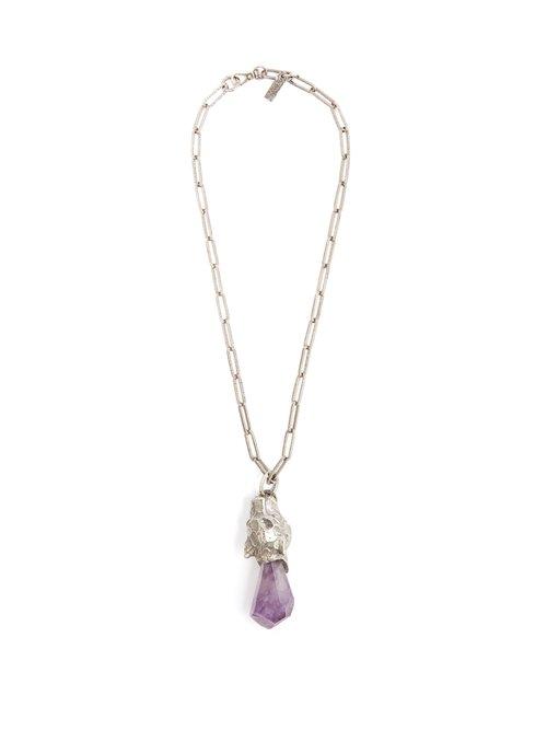 Matchesfashion.com Prada - Crystal Embellished Panther Necklace - Womens - Purple