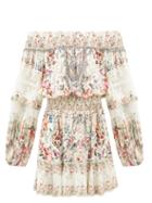 Camilla - London Looms-print Silk-chiffon Mini Dress - Womens - Ivory Multi