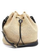 Matchesfashion.com Mark Cross - Joni Leather-trimmed Raffia Bucket Bag - Womens - Black Multi