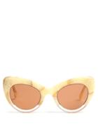 Matchesfashion.com Sartorialeyes - Cat Eye Tortoiseshell Sunglasses - Womens - Cream Gold