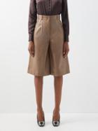 Saint Laurent - High-rise Leather Culottes - Womens - Camel