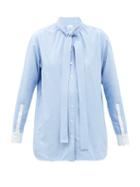 Matchesfashion.com Burberry - Yolanda Tie-collar Cotton-poplin Shirt - Womens - Light Blue