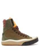 Matchesfashion.com Chlo - Clint Suede-trim Canvas High-top Trainers - Womens - Khaki Multi