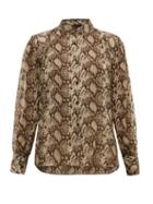 Matchesfashion.com Nili Lotan - Lorena Snake Print Silk Blouse - Womens - Brown Multi